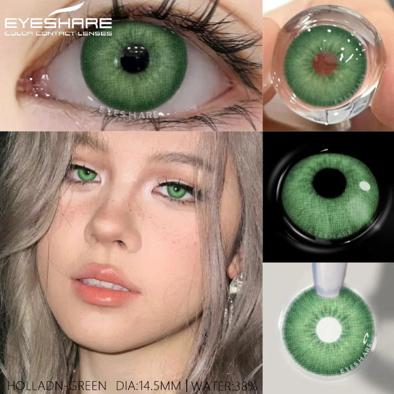 YICKYUE  2Pcs Yearly Use Color Contact Lenses for Eye Natural Pupils Gray Blue Contact Lenses Cosmetic Green High Quality Lenses