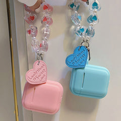 Love pendant bracelet chain love earphone case for airpod 1/2 soft silicone heart charging box for apple air pods 3 pro cover
