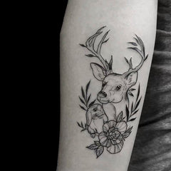 Waterproof Temporary Tattoo Sticker Black Elk Rabbit Rose Pattern Flash Tattoo Arm Body Art Fake Tattoo