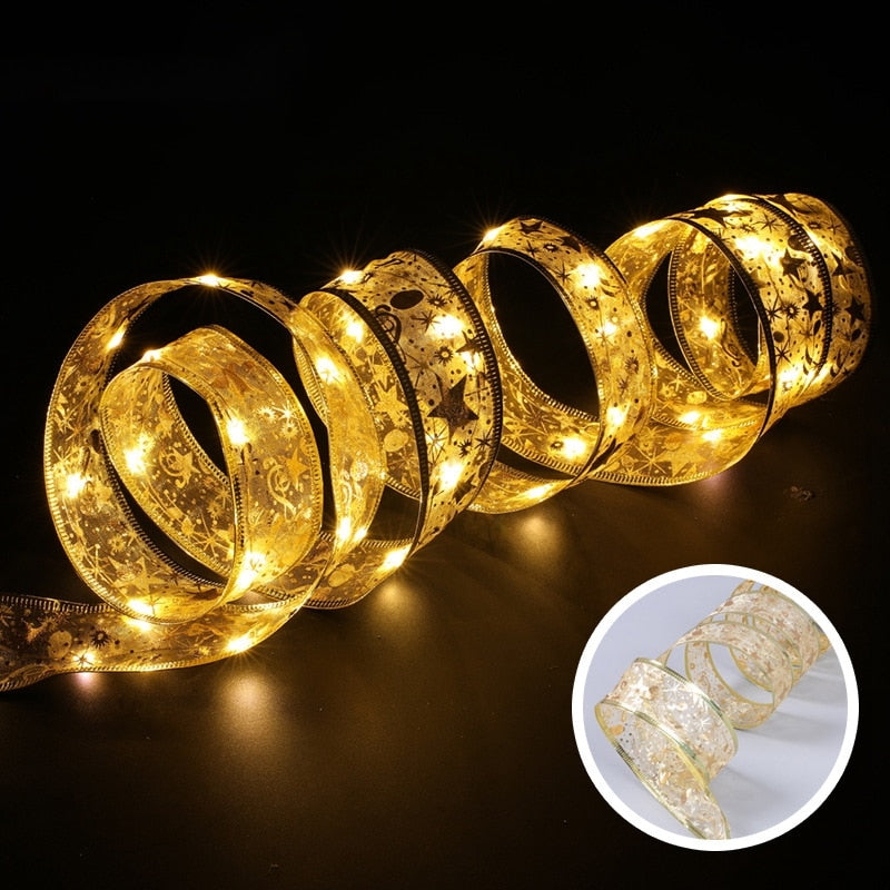 Ribbon Fairy Light Bows String Lights Christmas Tree Ornaments Navidad Natal New Year 2023 Decoration Christmas Decorations