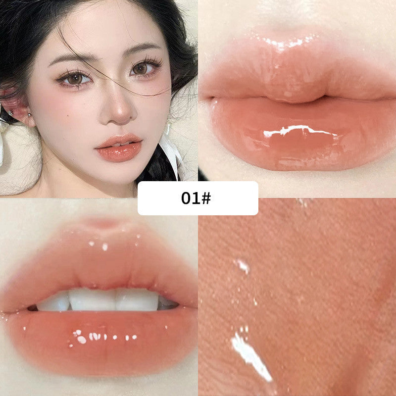 Yickyue Apricot Tea Brown Jelly Lip Gloss Watery Mirror Liquid Lip Glaze Long Lasting Moisturizing Shiny Lip Tint Makeup Women Cosmetics