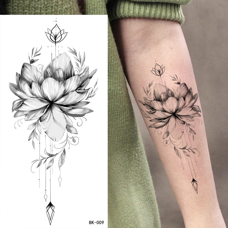 YICKYUE  -  2pcs/set Sketch flower tattoo sticker, Temporary Tattoos,Waterproof Long-Lasting,Fake Tattoo for Women