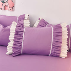 1 Piece Pillow Case Cover Gray Green Pink Yellow Double Ruffles Princess Style Pillowcases Bedroom Use Pillow Cases 48cm*74cm