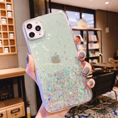 Luxury Glitter Sequin Transparent Phone Case For iPhone 11 12 Pro MAX Mini XS X XR 7 8 Plus SE 2 2022 Silicone Shockproof Cover