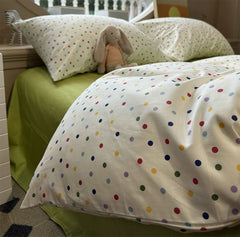 YICKYUE  -  Fashion cute colorful polka dot bedding set kid,twin full queen king green cotton home textile bed sheet pillow case quilt cover