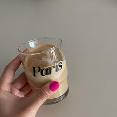 Ins Style Chic Alphabet Printing Paris Juice Cup Dessert Glass Coffee Milk Tea Cup Simple Drinking Set