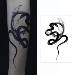 Waterproof Temporary Sticker Black Ink Snake Flash Tattoo Arm Body Art Fake Tatto
