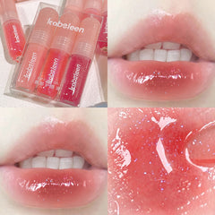 YICKYUE  -  Jelly Shimmering Lip Oil Lip Gloss Tint Moisturizing Clear Makeup Cosmetics Lip Fades Liquid Lip Shining Glitter Lipstick Gloss