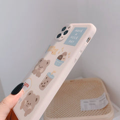 Cartoon bear Milk tea phone case for iphone 11 Pro Max 7 8 plus X XS MAX XR silicone case cute shockproof fundas coque