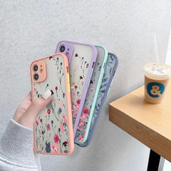 Art Retro Flower Leaves Lens Protected Soft Matte Phone Case For iPhone 11 12 13 Pro Max Mini X XR XS 7 8 Plus SE 2022 Bumper
