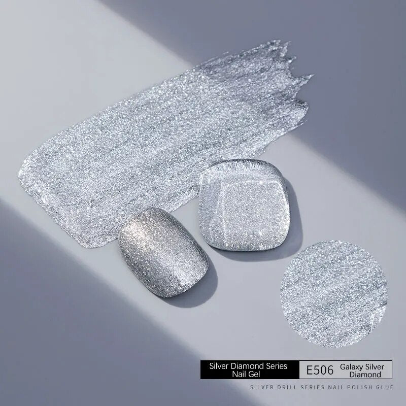 Yickyue Fashion Gel Nail Polish Bright Silver Diamond Semipermanent Soak off  Uv Gel Varnish Lacquer Nails Art