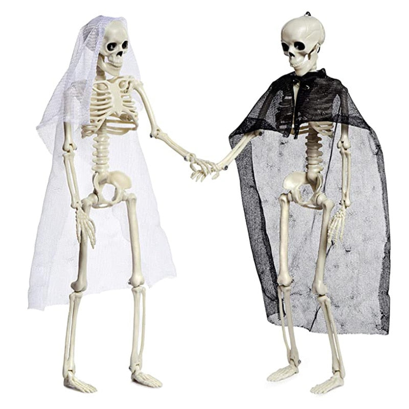 40cm Halloween Horror Luminous Movable Skull Skeleton Halloween Props Poseable Full Life Size Skeleton Prop Halloween Decoration