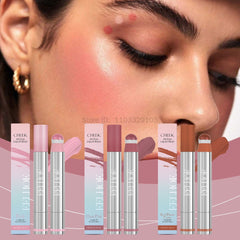YICKYUE  -  Liquid Blush Cheek Tint Matte Blusher Moisturizing High Pigment Natural Long Lasting Face Highlighter Multi-purpose Stick Makeup