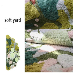 YICKYUE  -  Plush premium plush carpet for bedroom, green forest mat TPR irregular bedside mat for bedroom