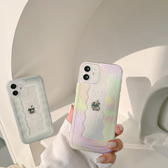 Colorful Wave pattern rainbow cute phone case for iphone 7 8 xs max x xr 12 mini 11 pro max lovely cover women gril funda shell