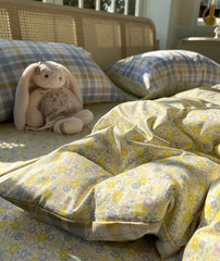 Yickyue -  Fresh pastoral flower bedding set,twin full queen king yellow blue floral cotton home textile bed sheet pillow case quilt cover