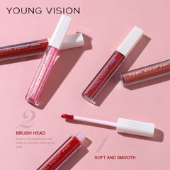 YOUNG VISION 6-color Set of Lip Gloss, Not Easy to Dip in the Cup 1 Mirror Lip Gloss + 5 Matte Lip Gloss Female Makeup Cosmetic