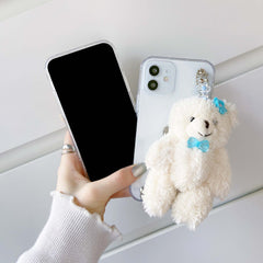 3D Plush toys couple phone case for iphone 12 mini pro max 11 xsmax x xr 7 8 plus cute cartoon bracelet cover silicone capa