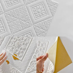 YICKYUE  5pcs 3D Foam Stickers Self-adhesive Wall Stickers Ceiling Panel Waterproof Wallpaper Home Kid Room Office Decoration Soft Panel