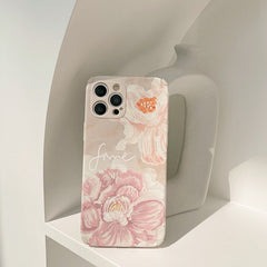Retro big flower soft silicone 3d leather phone case for iphone 11 pro max 12 mini 7 8 plus x xr xs max cute conque shell funda