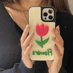Korean Cute Cartoon 3D Clay Flower Soft Phone Case For iPhone 13 12 11 Pro XS Max X XR 7 8 Plus Silicone Protective Back Cover