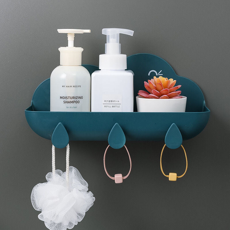 Bathroom Accessories Cosmetic Storage Box Hook Soap Rack Drain Organizer Multifunctional Wallmounted Shower Tray Rack Free Punch