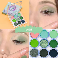 YICKYUE  -  9 Colors Makeup Party Eyeshadow Pallete Shiny Purple Eye Shadow Palette Brown Shimmer Glitter Matte Shades Neon Pigments