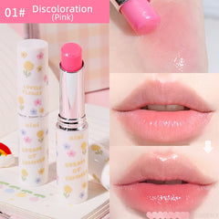 Yickyue 1pc Flower Story Lip Blam Color Changing Lipstick Pink Long Lasting Aloe Moisturizing Lipgloss Fade Lip Lines Lip Care Cosmetics