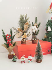 Merry Christmas Desktop Mini Pine Cone Dried Flower Christmas Tree Christmas New Year Shopping Mall Shop Decoration Ornaments