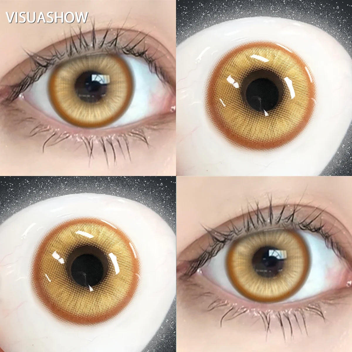 YICKYUE  Cosplay Green Colored Contact Lenses 2pcs Crazy Contact Lenses Anime Rad Eye Lenses Halloween Beauty Makeup Lens