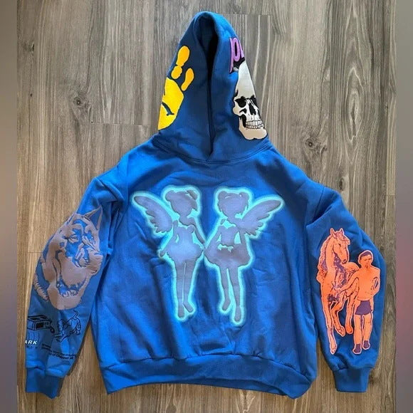 Hearujoy  American New Y2K Cartoon Street Hip Hop Trendy Top Men's and Women's Same Loose Pullover Sweater
