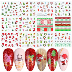 12pc New Year Nail Art Transfer Sticker Set Christmas Winter Decals Snowflakes Sliders Wraps Manicure Decorations TRSTZ892-905-1