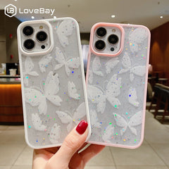 Lovebay Candy Color Dream Butterfly Cute Cartoon Clear For iPhone 11 13 12 Pro Max Mini X XS XR 7 8 Plus SE 20 Shockproof Cover