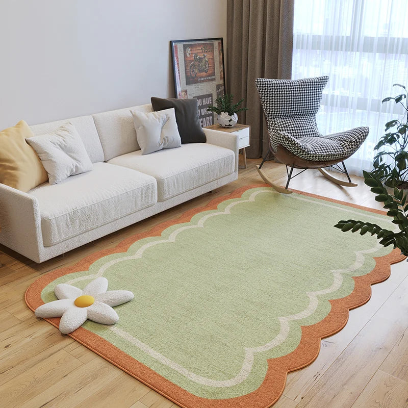 YICKYUE  -  Modern Light Luxury Living Room Carpet Irregular Green Classic Nordic Art Design Bedroom Rug Minimalist Girl Home Decoration Mat