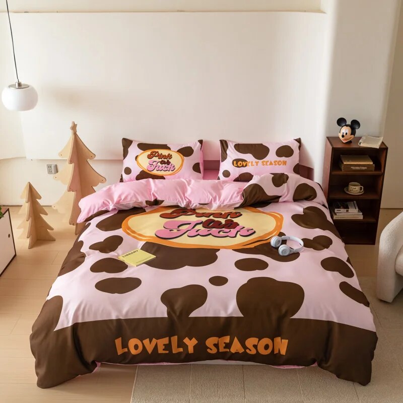 Yickyue Bedding Sets INS Vintage Single Duvet Cover Quilt Cover Beer Bed Sheets Set Kids princess Sheet Twin Comforter Sets Bed Linen