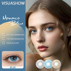 YICKYUE  1 Pair Monaco Blue Color Contact Lenses Color Brown Purple Green Grey Cosmetic Lens Half Yearly Natural Fashion Beauty