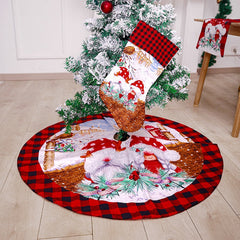 Yickyue Christmas red and black plaid Christmas tree skirt Christmas apron Christmas stocking tablecloth set home decorations