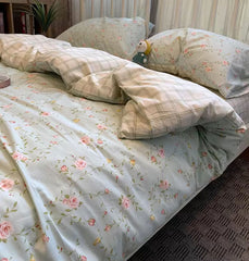 YICKYUE  -  fashion fresh rustic flower bedding set 1.2 1.5 1.8,twin full queen nordic cotton home textile bed sheet pillow case quilt cover