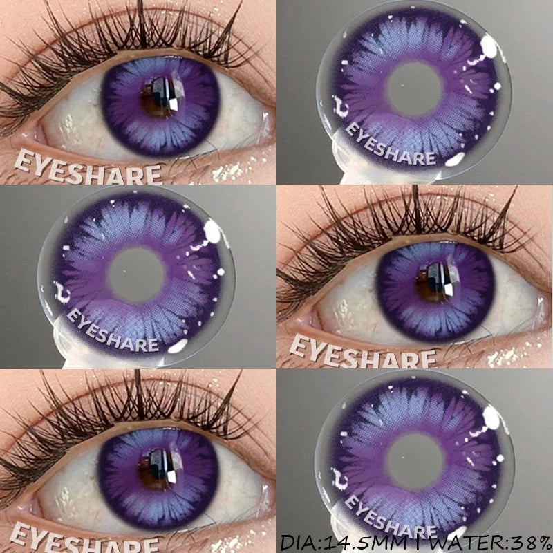 YICKYUE  1 Pair Cosplay Contact Lenses for Eyes Colored Fashion Pink Contacts Lens Purple Cosmetic Pupil Yearly Contact Lenses