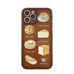 Dessert Sweet coffee cake biscuit food soft silicone phone case for iphone 13 mini 11 12 promax xsmax xr x 7 8 plus se  capa