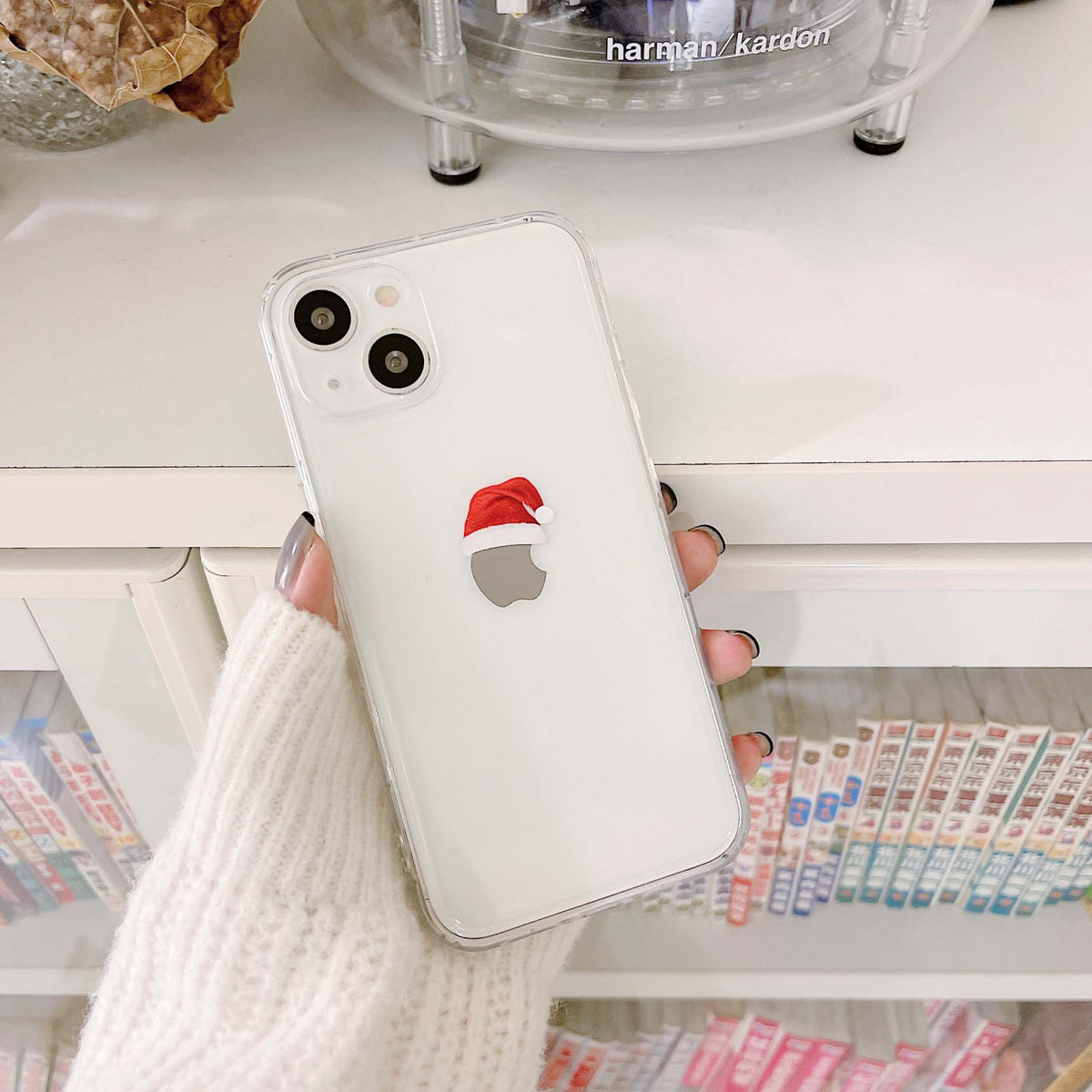 Christmas hat gift phone case for iphone 8 7 plus x xsmax xr 13 mini pro max 11 12 promax jane cute phone case clear back cover