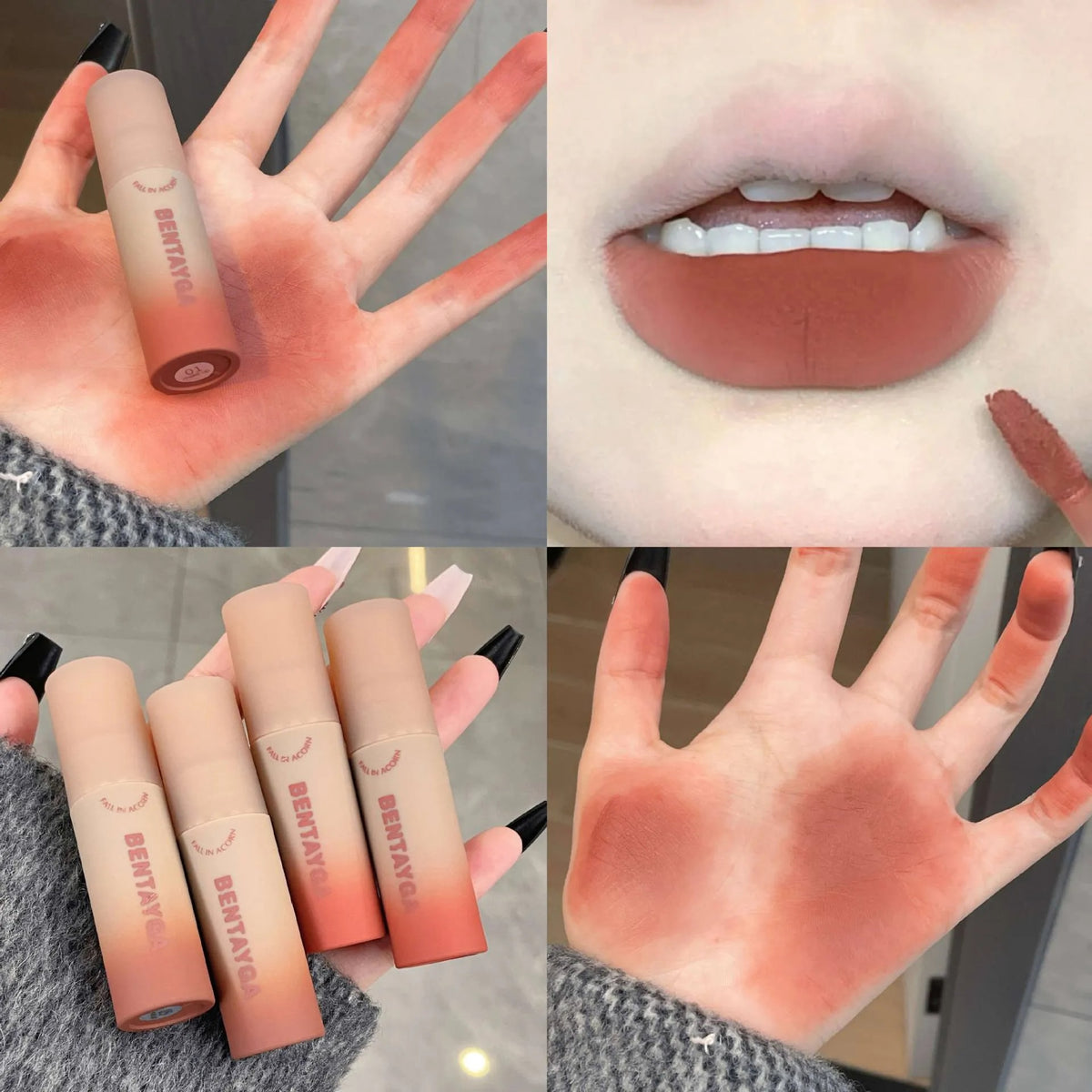Yickyue Rose Red Brown Stain Lip Gloss Waterproof Long-lasting Easy To Wear Velvet Lip Mud Autumn/Winter Ambience Korean Makeup Lip Tint