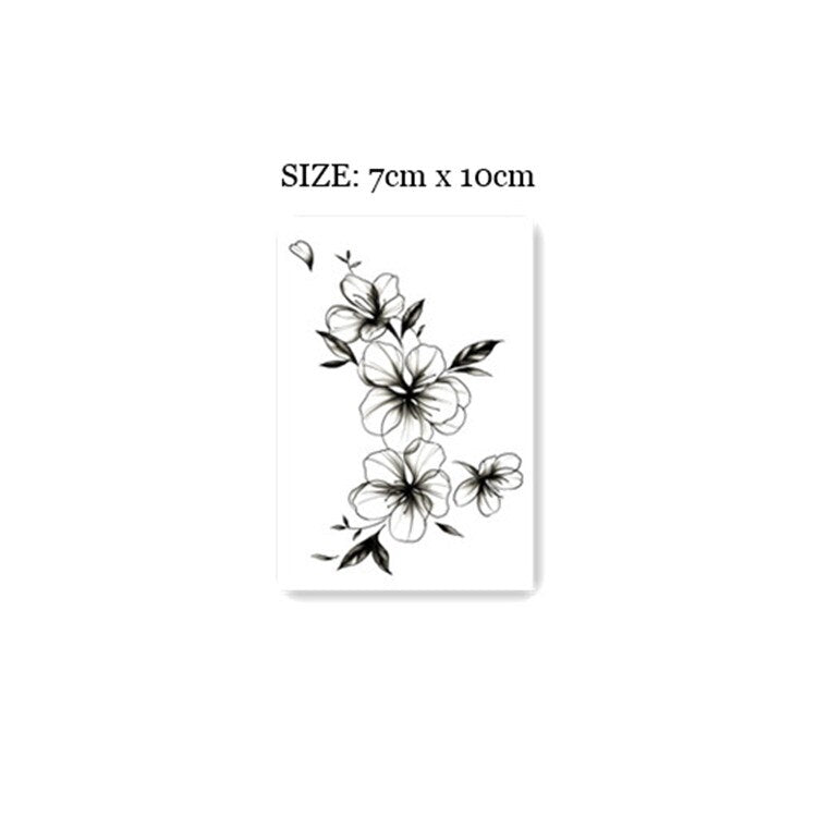 Waterproof Temporary Tattoo Sticker Black Flower Design Body Art Fake Tattoo Flash Tattoo Arm Female Male