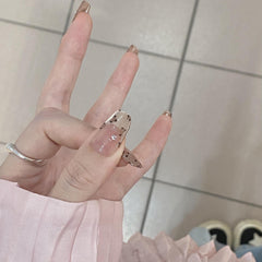 YICKYUE  -  10Pcs Handmade Press on Nails Full Cover Leopard Print French Short Square Ballerina False Nails Wearable Manicure Nail Tips Art