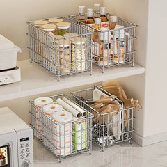Yickyue  304 Stainless Drain Basket Household Kitchen Storage Basket Square Fruit Vegetable Basket Cosmetics Storage Basket