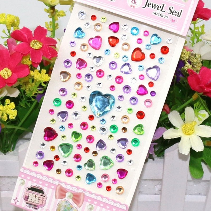 Yickyue 1PCS DIY Love Heart Disposable Rhinestones Tattoo Stickers Colorful Crystal Diamond Stickers Party Eyes Face Makeup Decoration