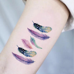 Yickyue 1PC Black Rose Temporary Tattoos Stickers Arm Waist Body Art Waterproof Fake Tattoos Feather Flower Women Girls Transfer Tattoo