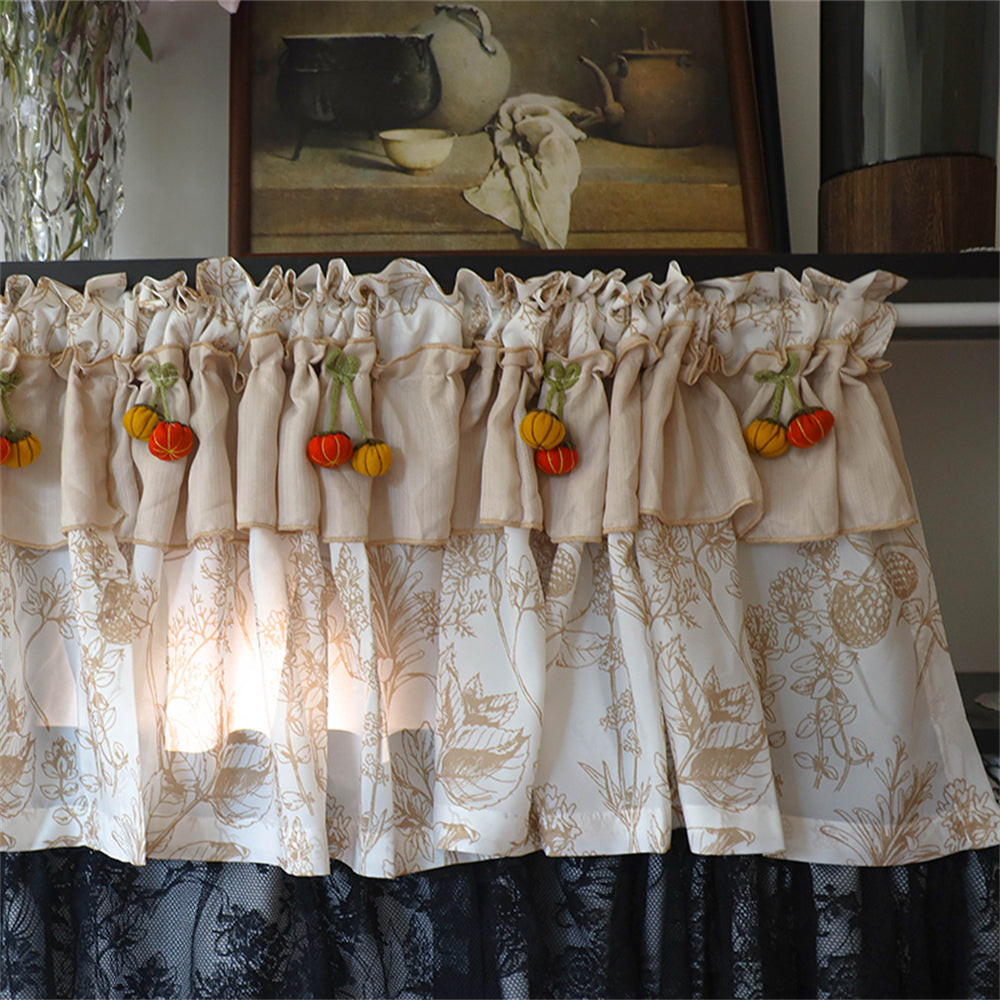 YICKYUE  -  Retro French Punch-Free Door Curtain Home Decoration Antique Bedroom Partition Cabinet Curtain Balcony Printed Half Curtain