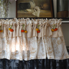 YICKYUE  -  Retro French Punch-Free Door Curtain Home Decoration Antique Bedroom Partition Cabinet Curtain Balcony Printed Half Curtain