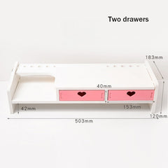 Kawaii Storage Rack Storage Desk Computer Material Stationery Supplies Cute Desktop  Monitor Increase Rack Office Accessories